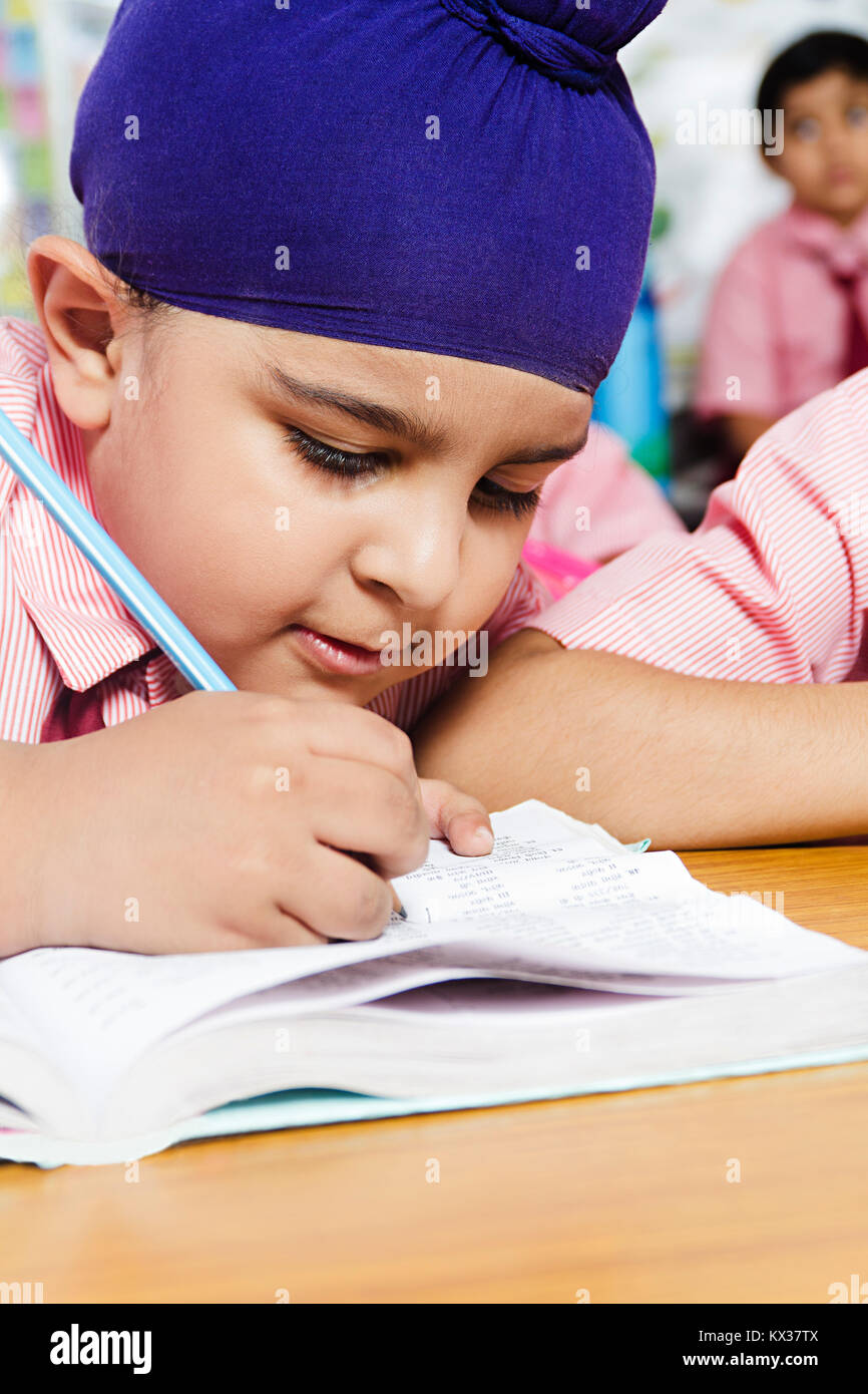 1 Indian School Kid Student Boy Book Writing Study Classroom Stock Photo