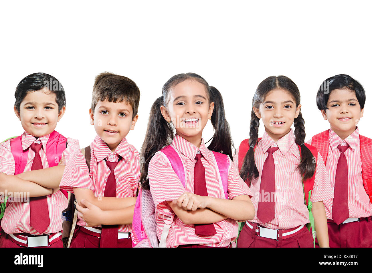 Happy Indian School Kids Boys And Girls Students Standing Together Stock Photo