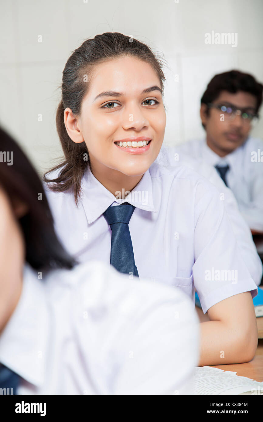 1 Indian School Teenager Girl Student Sitting In Class Education Stock Photo