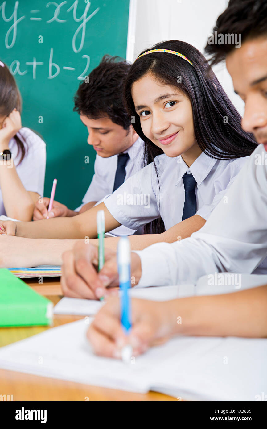Indian High School Students Book Study Education In Class Stock Photo
