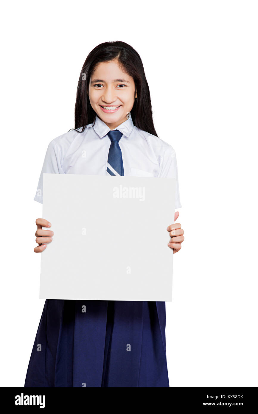 1 Indian Young Girl School Student Showing Message Board Education