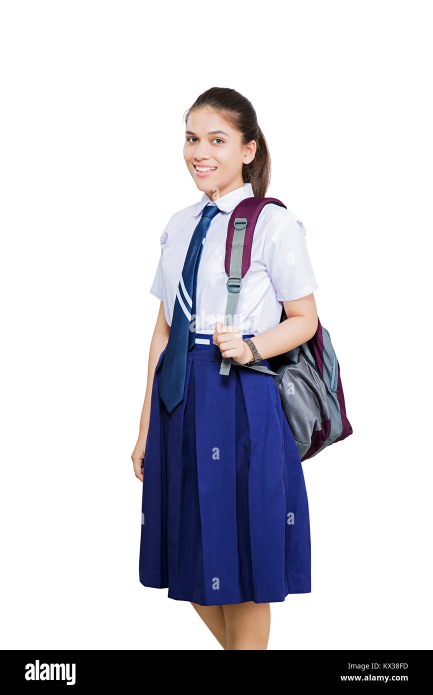 cute little student girl in desk with school bag vector