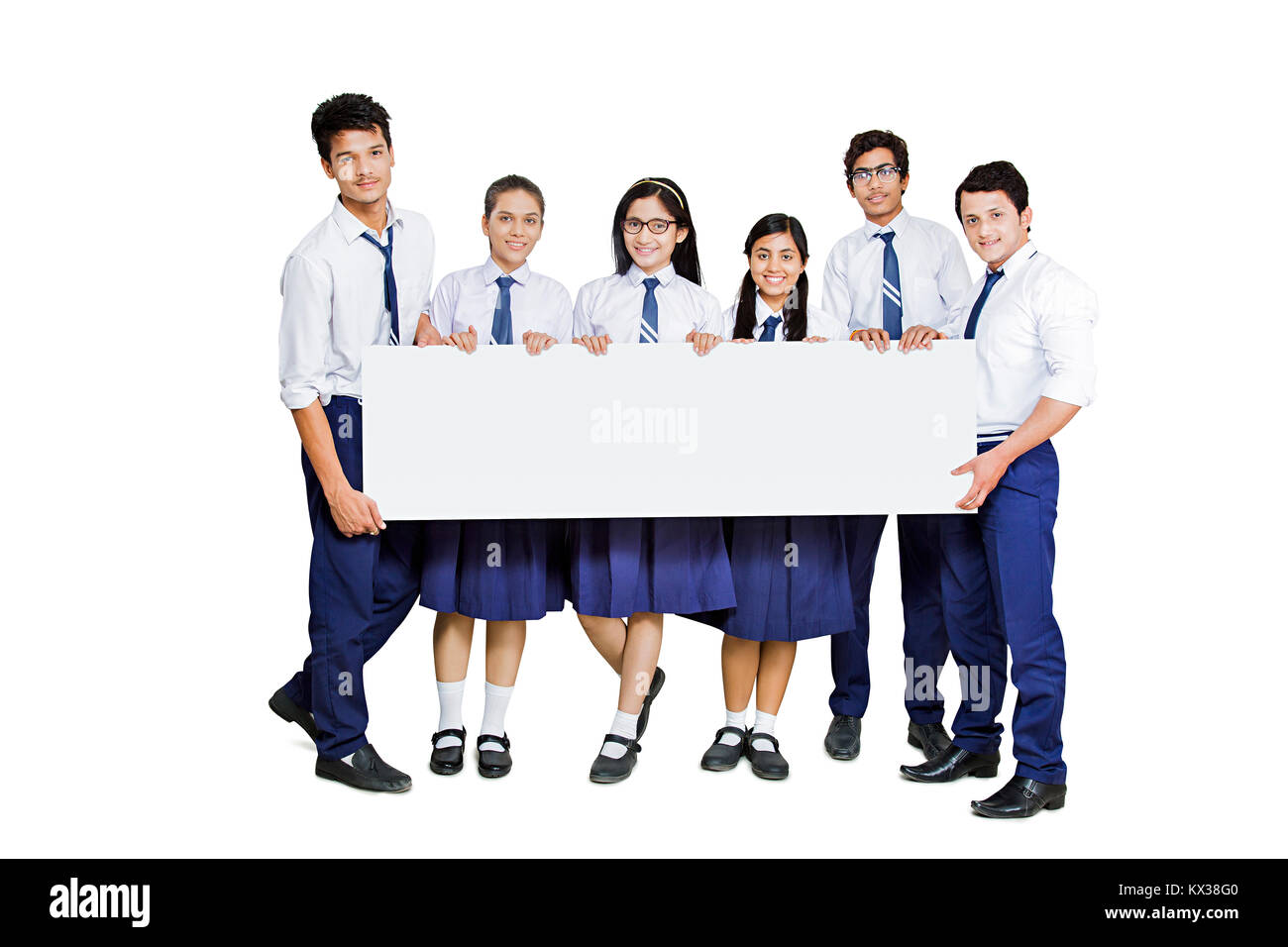 Group Indian School Kids Friends Showing Message Board Education Stock Photo