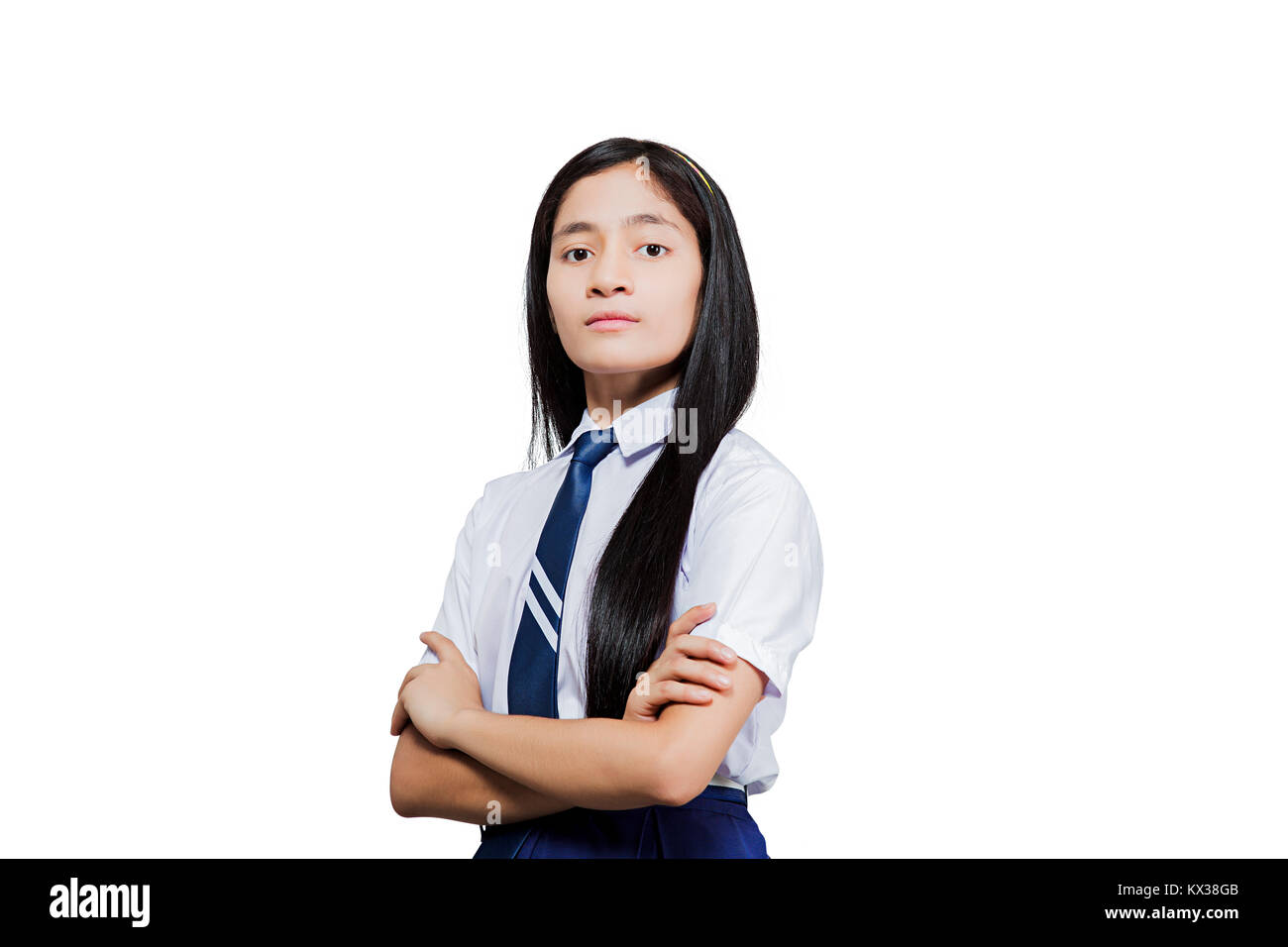 Attitude 1 Indian Young Girl School Student Arms Crossed Standing Stock  Photo - Alamy