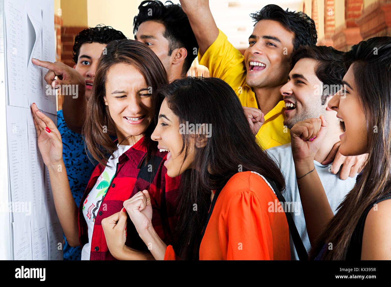Group Indian College Students Exam Result List Checking Number Goodnews Stock Photo