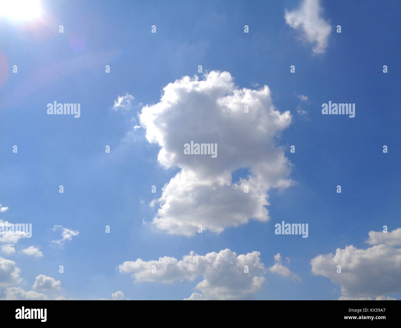 Dazzling Sunny Blue Sky with White Fluffy Cloud, Thailand Stock Photo ...