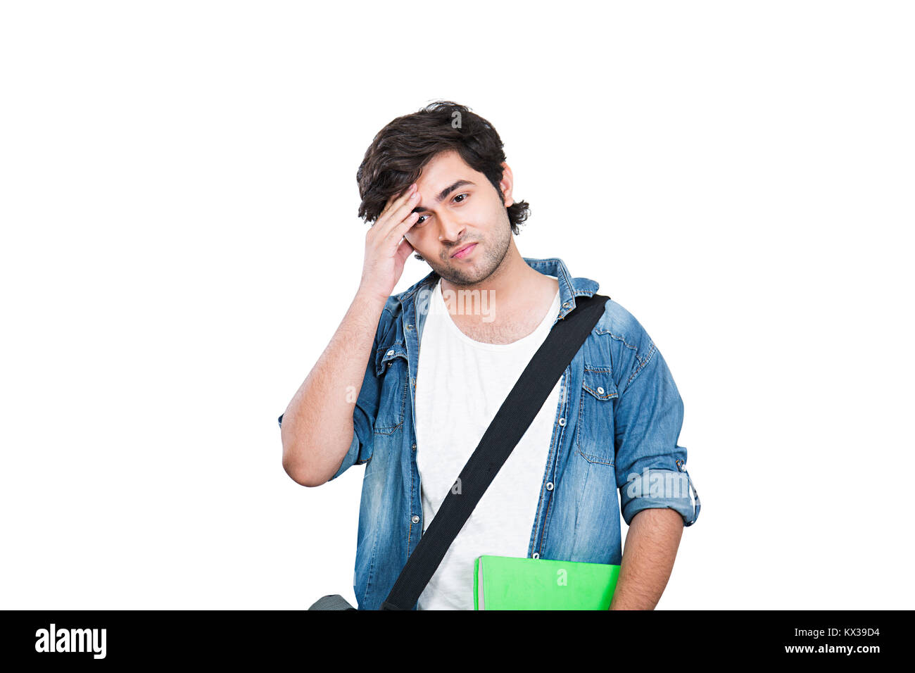 1 Indian Teenager Boy College Student Headache Pain Stress Unhappy Stock Photo