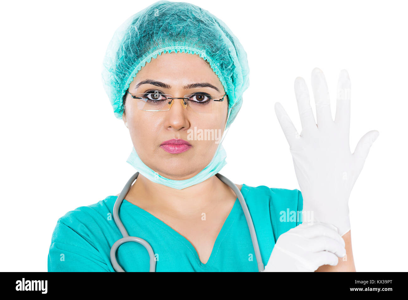 Indian Surgeon Woman Doctor Wearing Hand Gloves Stock Photo - Alamy