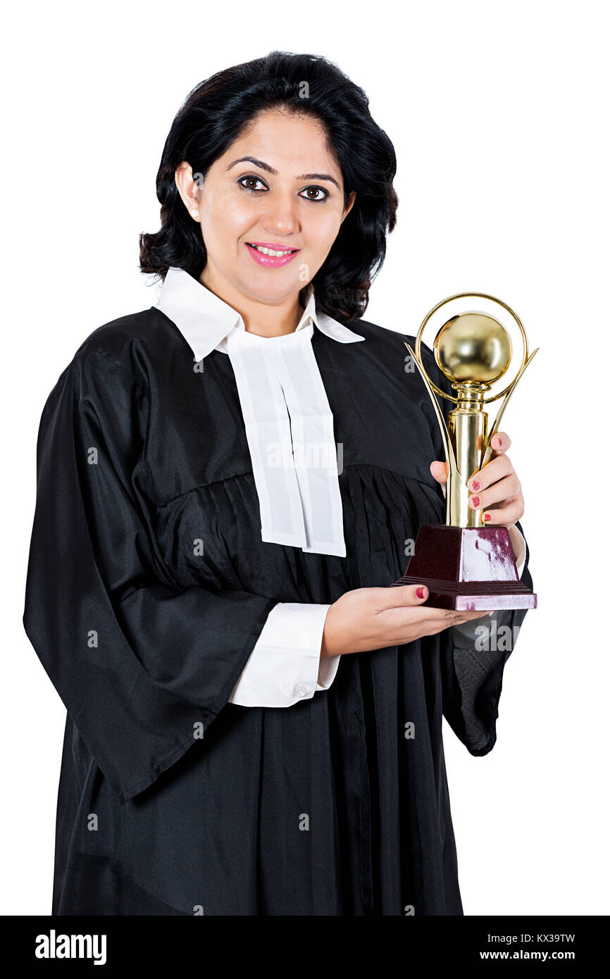 Indian Lawyer Female Showing Winning Trophy Success Stock Photo - Alamy