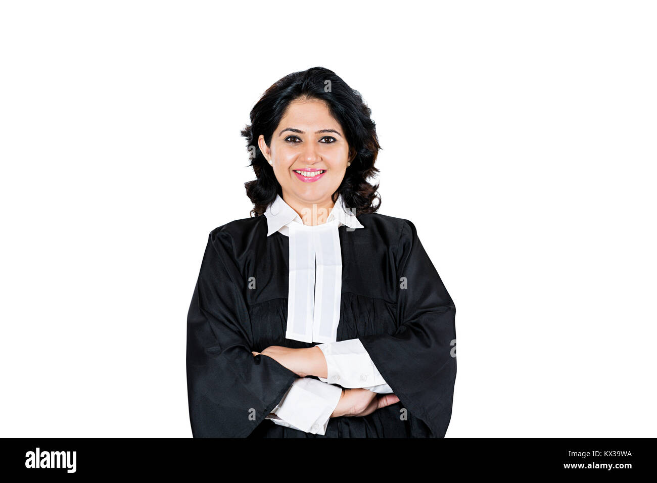 Indian Lawyer Lady Arms Crossed Standing Smiling Stock Photo Alamy