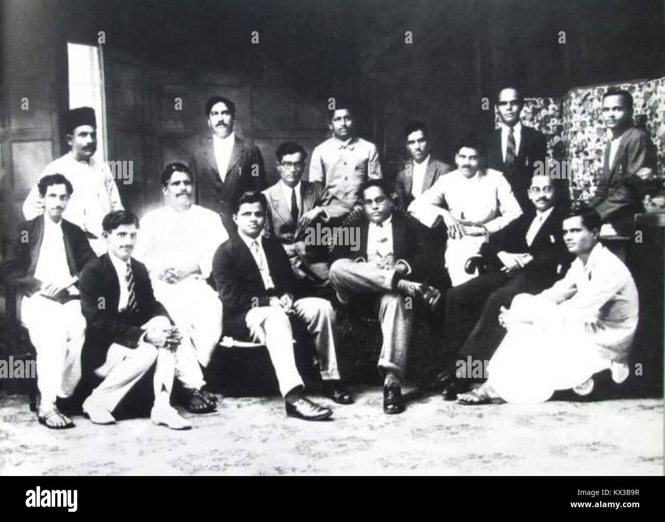Dr Babasabeb Ambedkar (front row, third from right) with members of the Samaj Samata Sangh in Bombay in 1927 Stock Photo