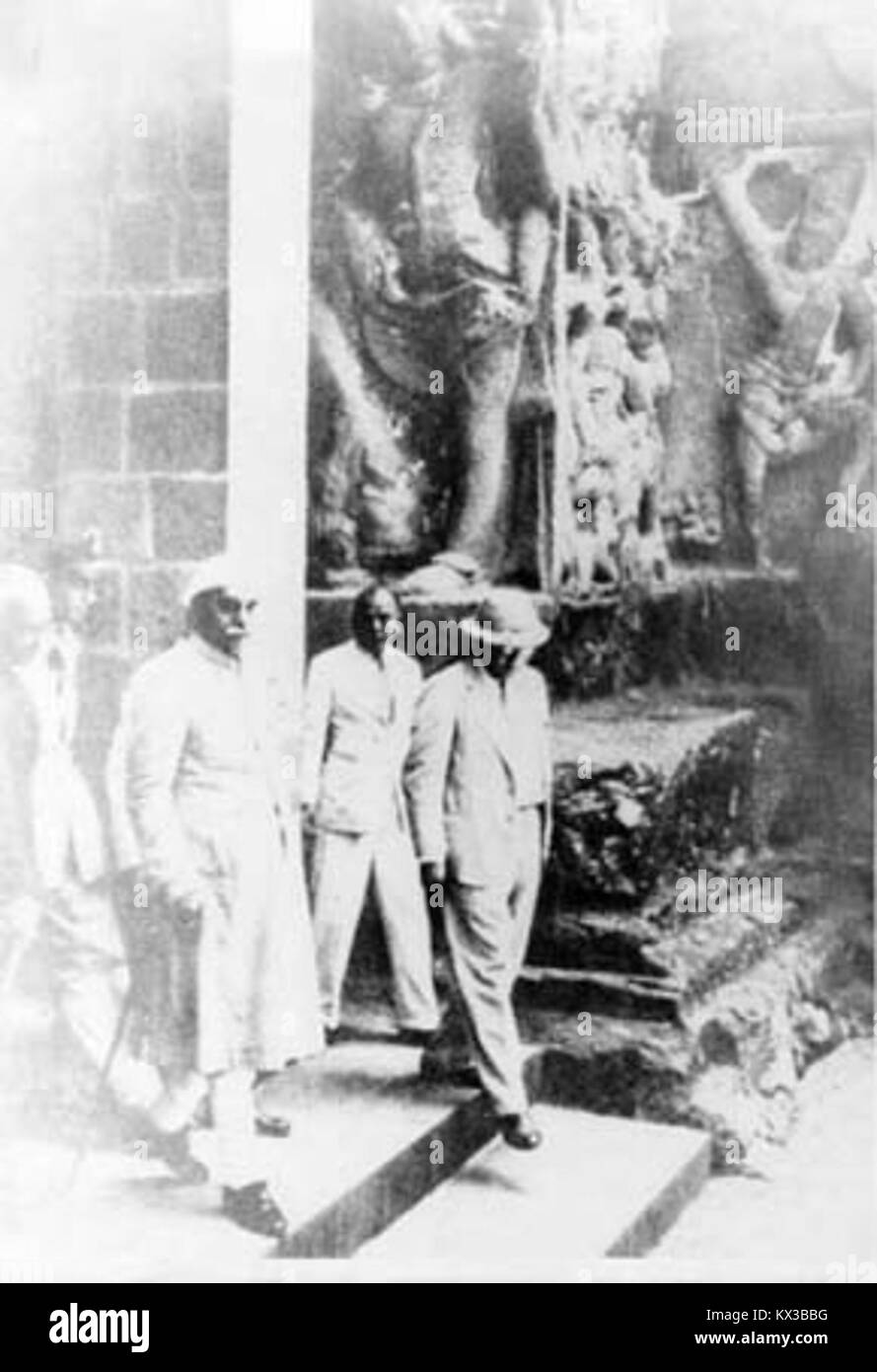 Dr. Ambedkar and Dr. Rajendra Prasad during their visit to Ellora Caves (Aurangabad, Maharashtra) in September 1950 Stock Photo