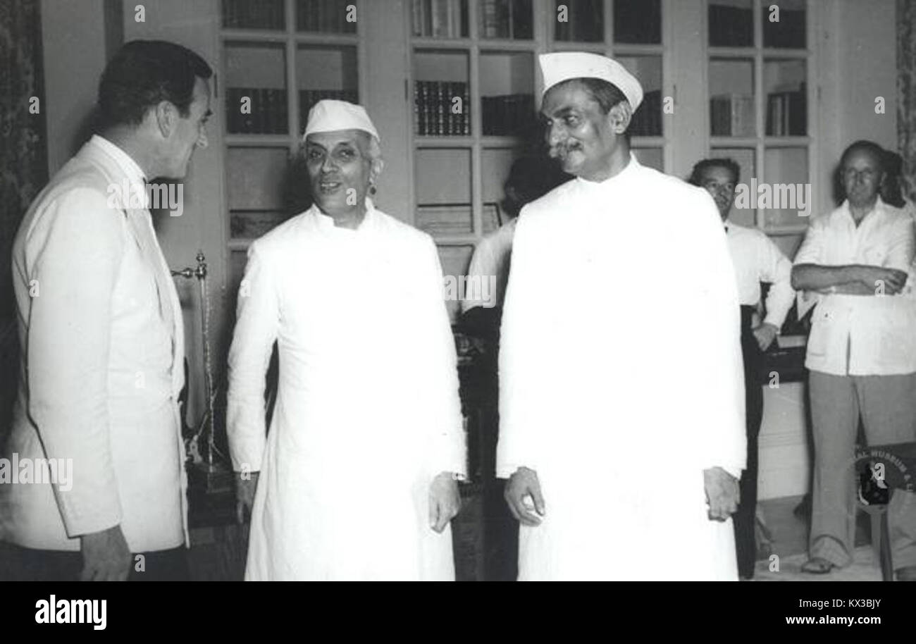 Dr. Rajendra Prasad, Jawaharlal Nehru and Lord Mountbatten at Midnight Session of Parliament Stock Photo