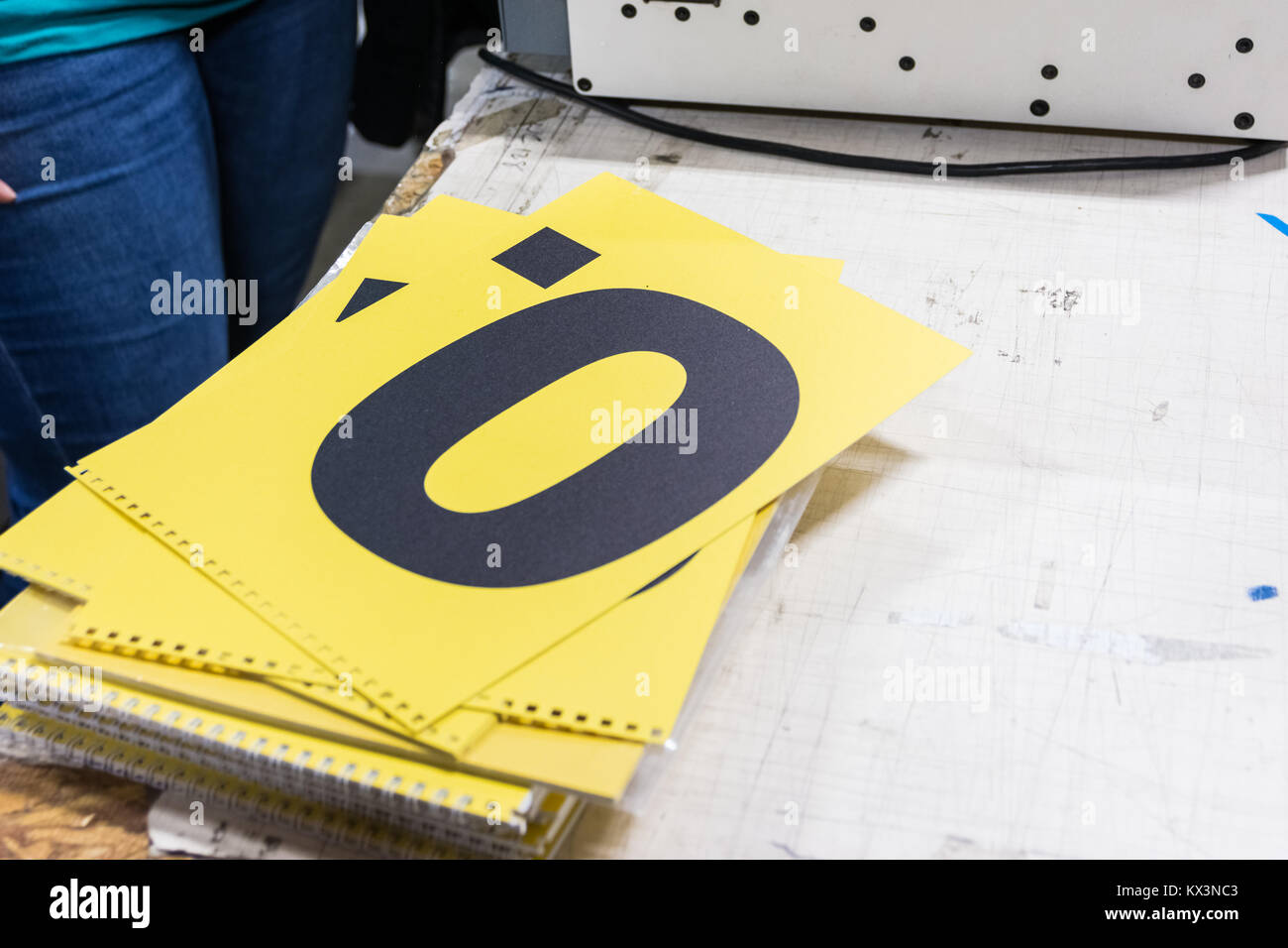 Screen Printing Finished 0 Signs Price Tags Production Raw Stock Photo