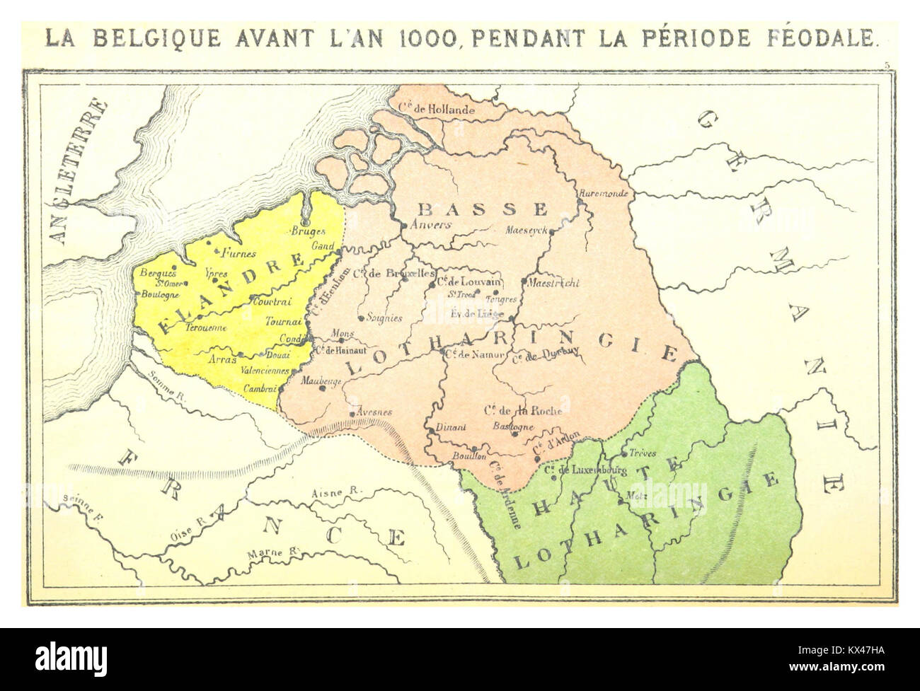 (5) LA BELGIQUE AVANT L'AN 1000, PENDANT LE PÉRIODE FÉODALE Stock Photo