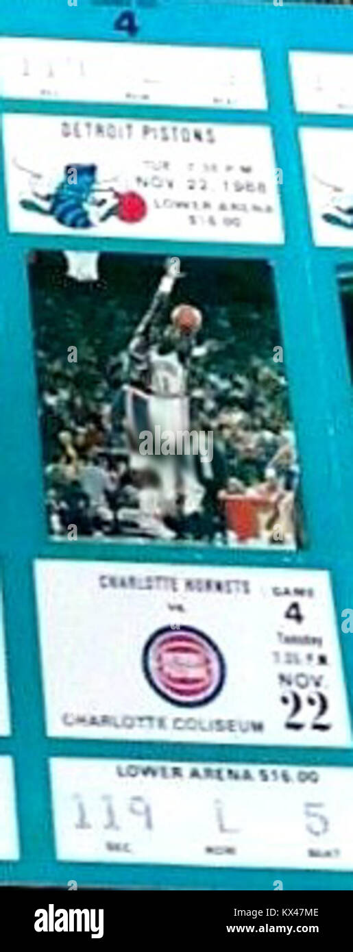 Detroit Pistons at Charlotte 19881122 (ticket Stock Photo Alamy