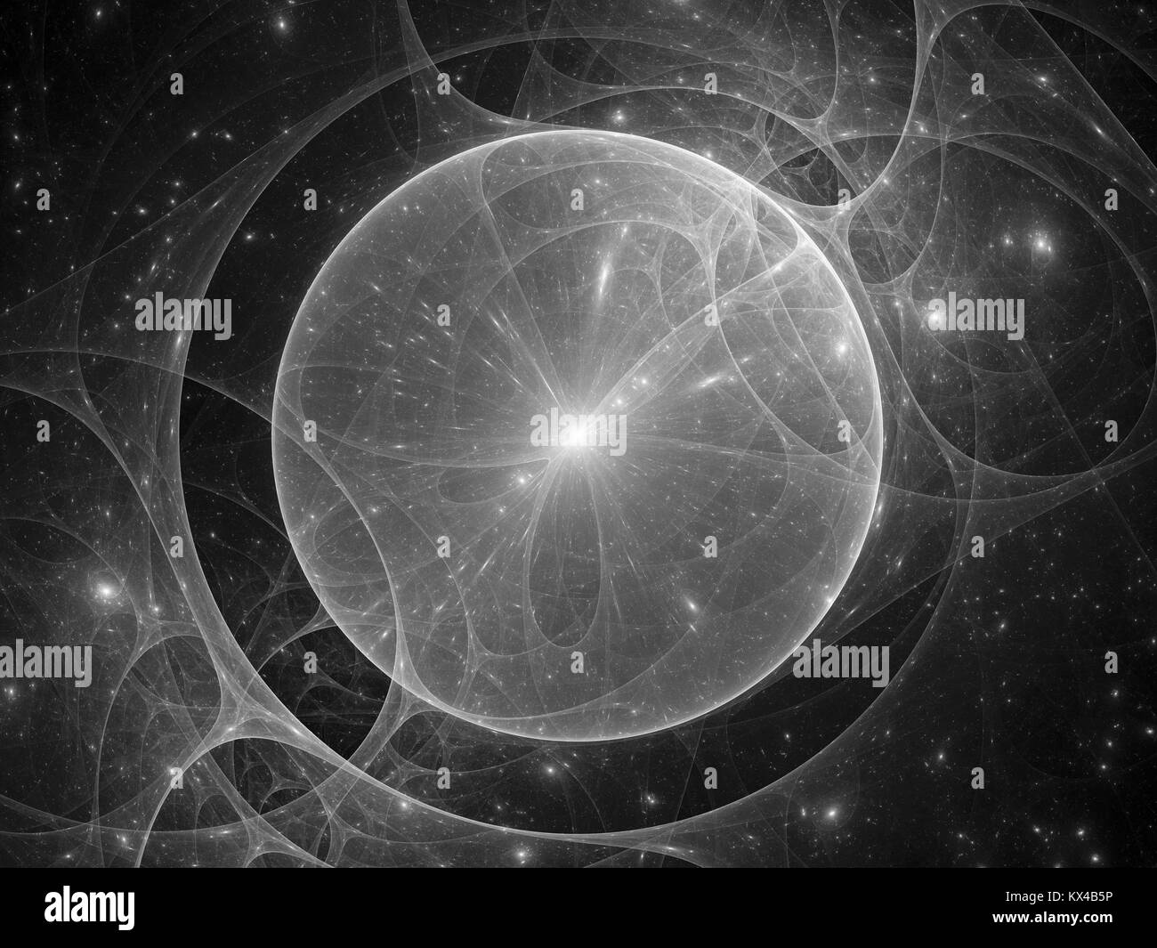 Gravitational lens in space black and white texture, computer generated abstract background, 3d rendering Stock Photo