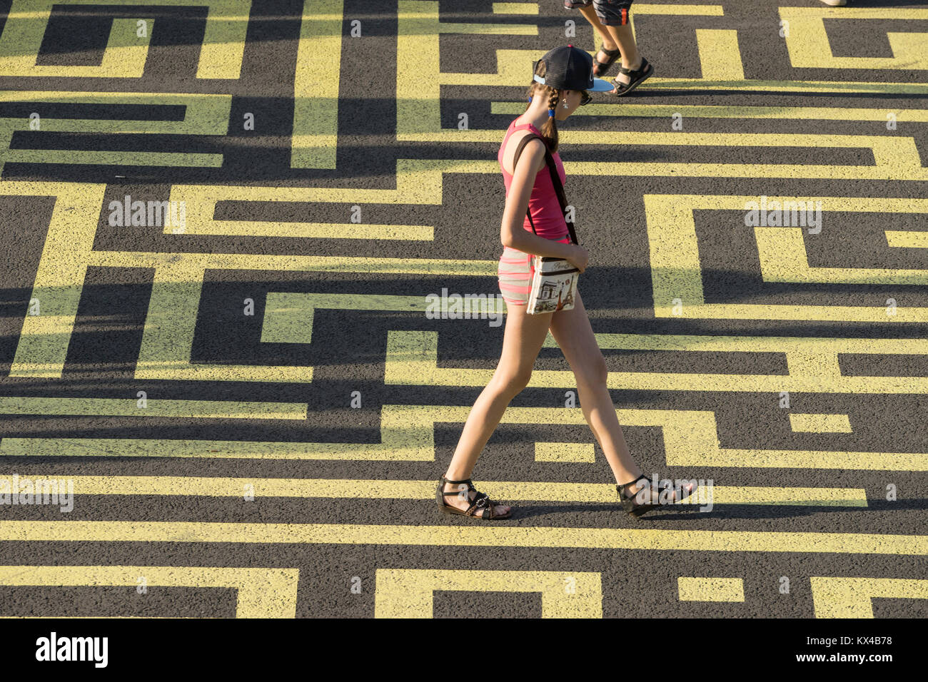 France, Paris (75), Children following a maze. Stock Photo