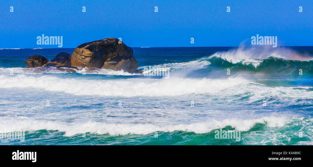 Large waves breaking at Redgate Beach near Margaret River. Stock Photo