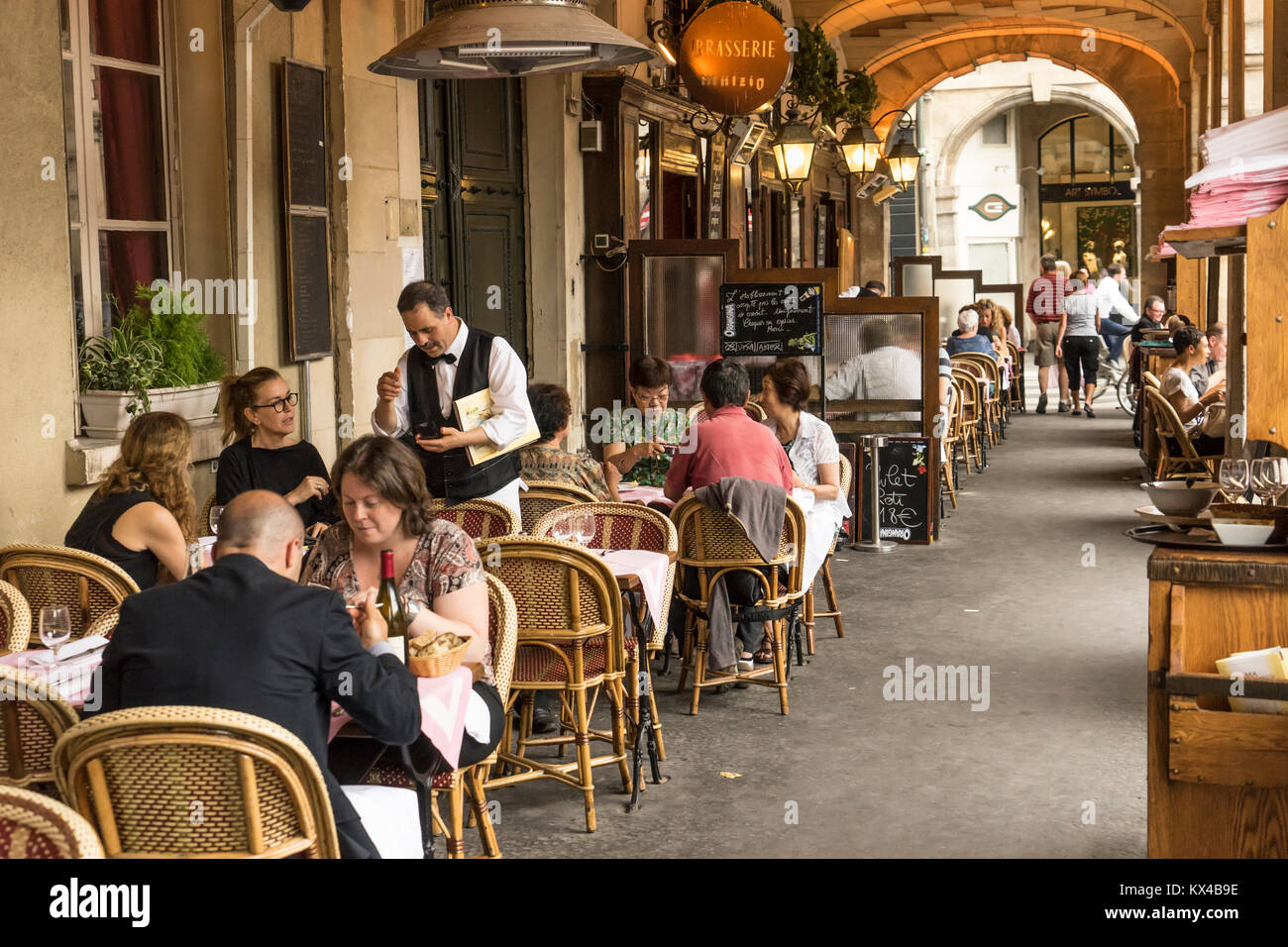 Restaurant in the Place des Vosges, Paris, France Stock Photo