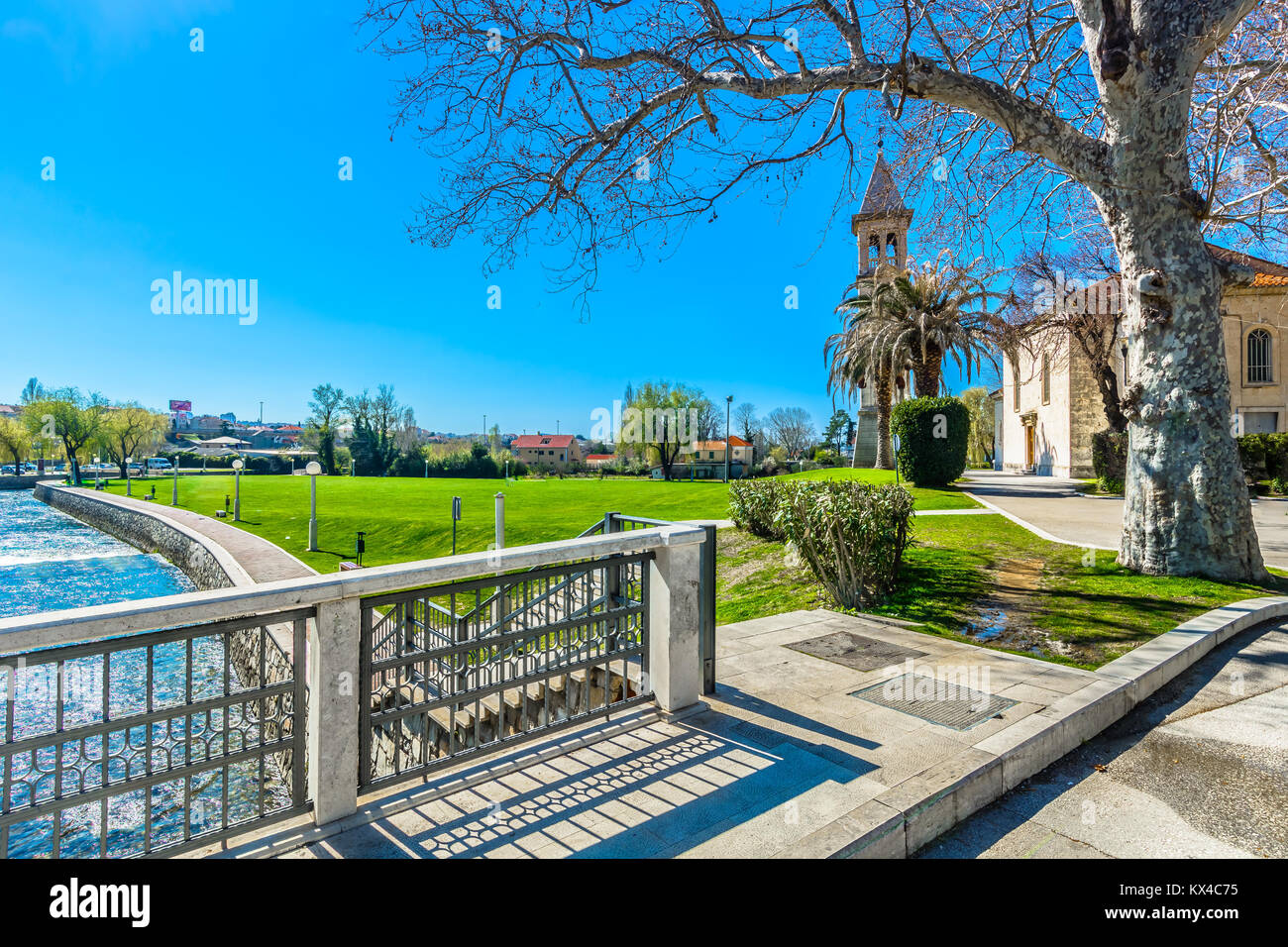 Scenic view at landscape in town Solin, outdoors center park view. Stock Photo