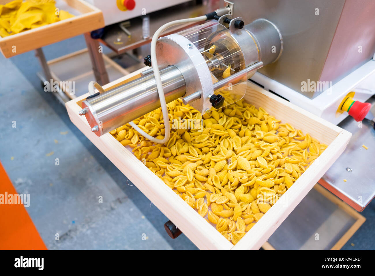 pasta factory automation drawing technique processing production line. Stock Photo