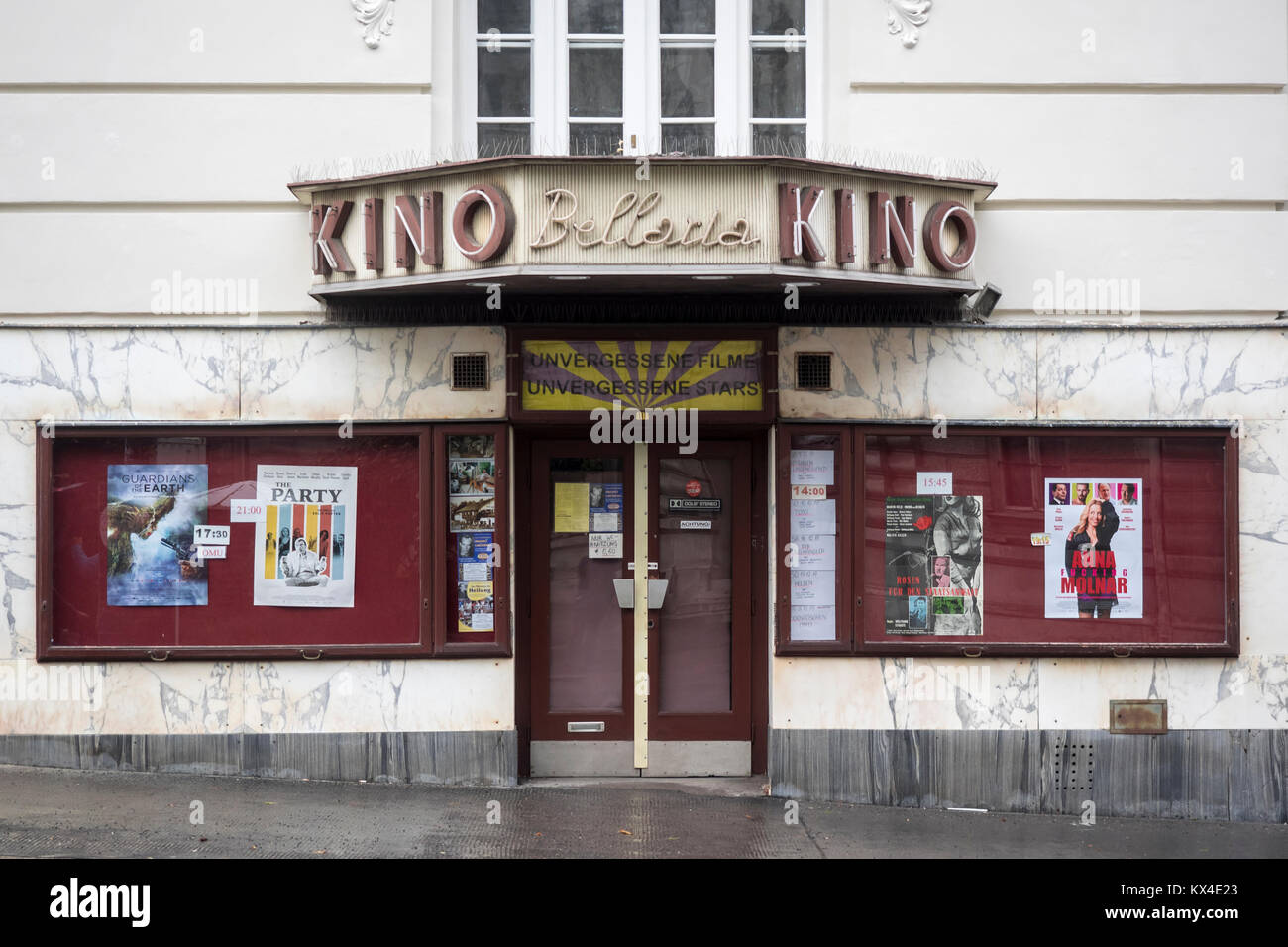 VIENNA, AUSTRIA - DECEMBER 04, 2017:  Exterior view of Cinema Belleria Kino on Mueseumstrasse Stock Photo
