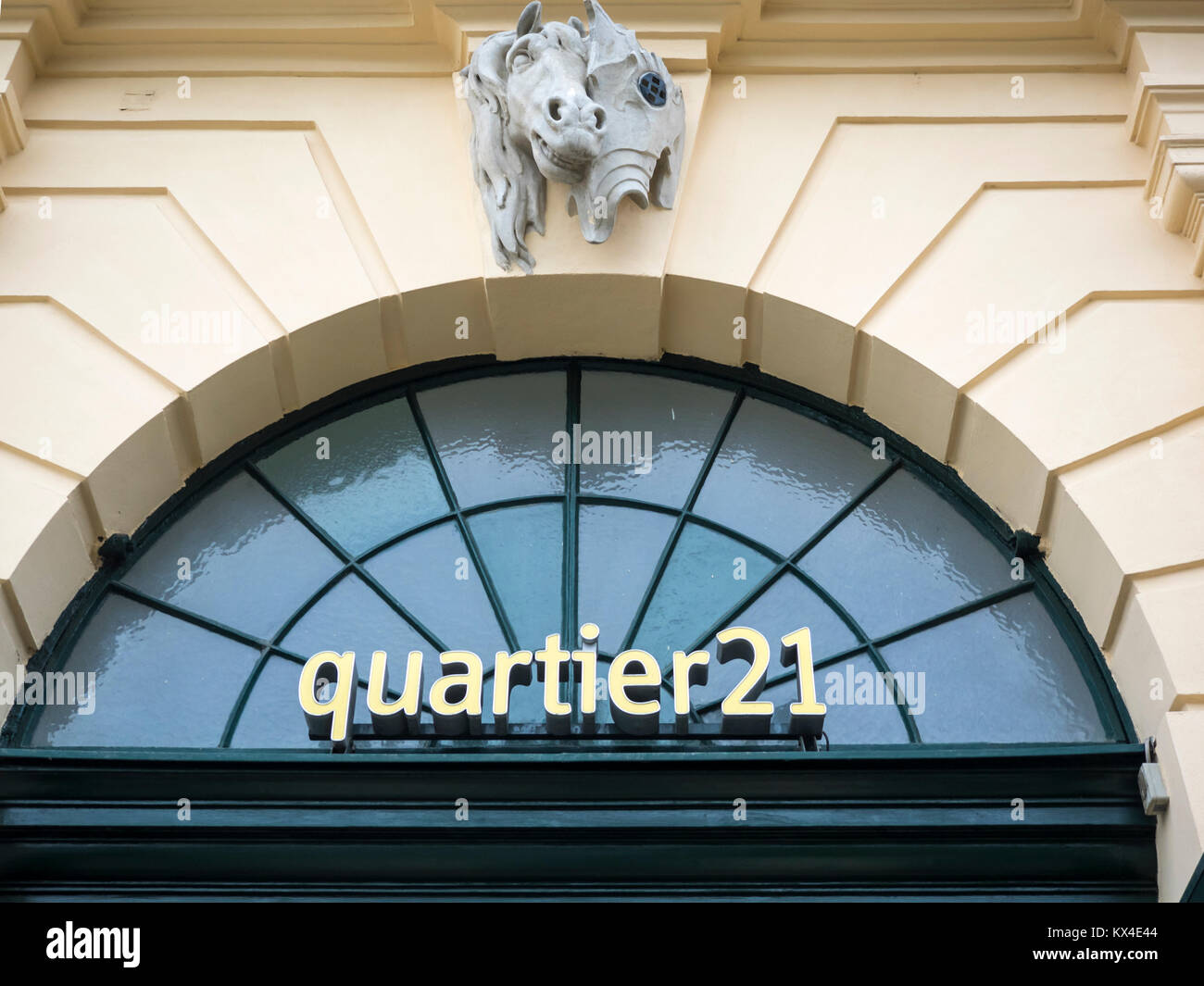 VIENNA, AUSTRIA - DECEMBER 04, 2017:  Sign outside Q21 in the MuseumsQuartier Stock Photo