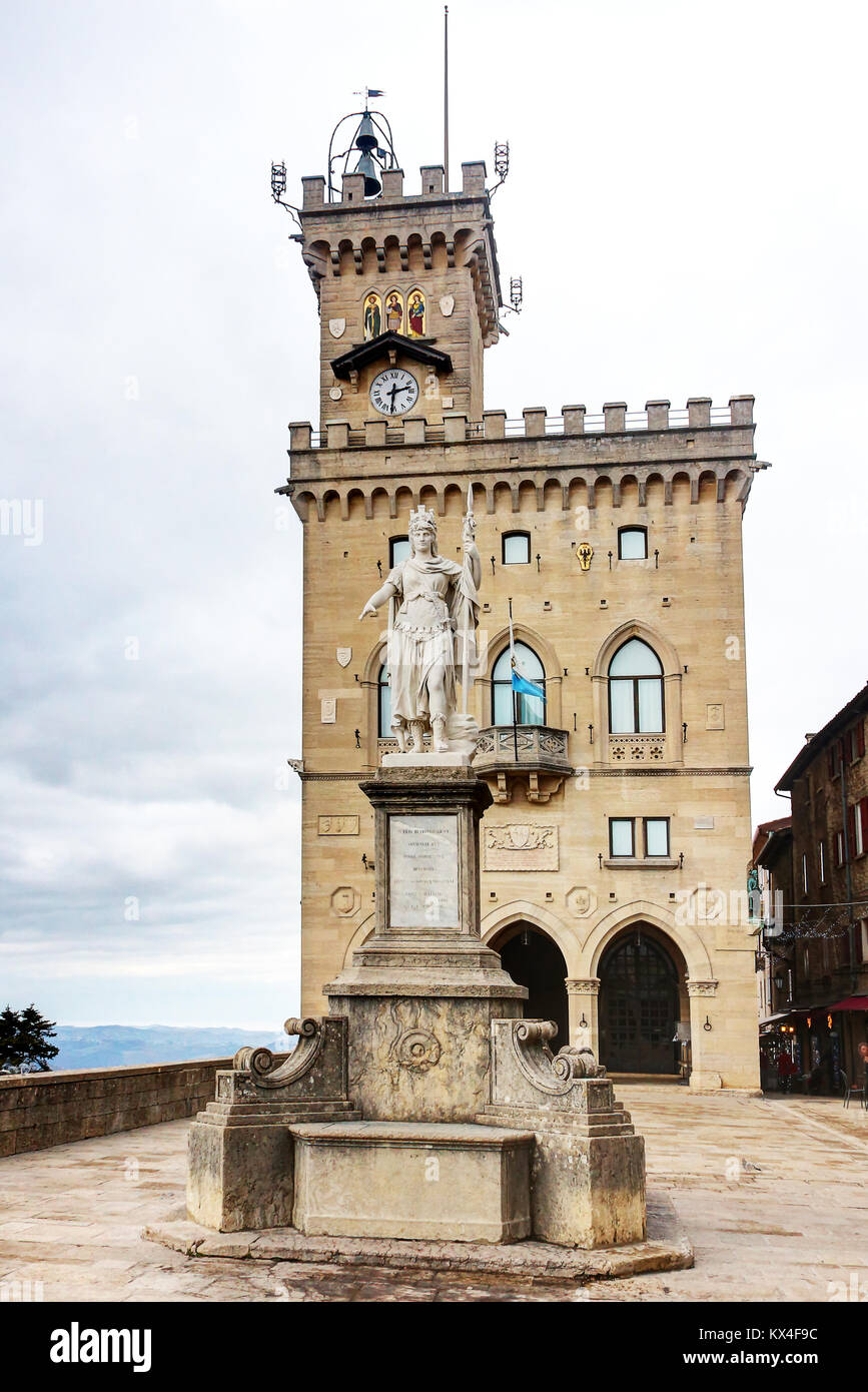 San Marino Republic, Liberty statue, monument of the city Stock Photo
