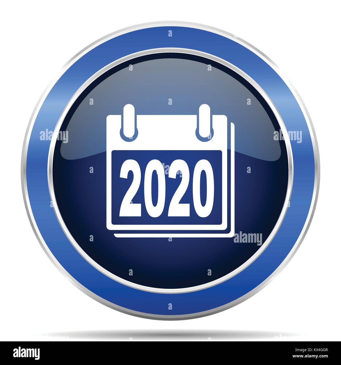 New year 2020 vector icon. Modern design blue silver metallic glossy ...