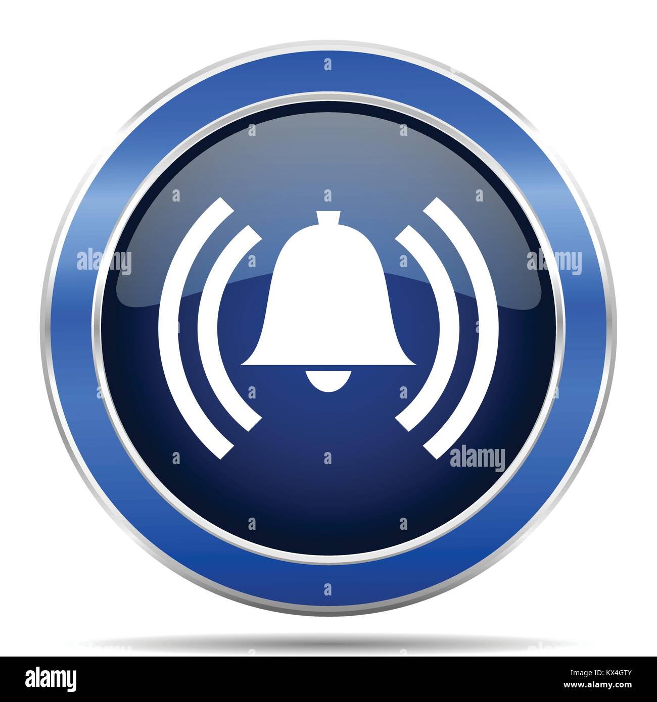Alarm vector icon. Modern design blue silver metallic glossy web and ...