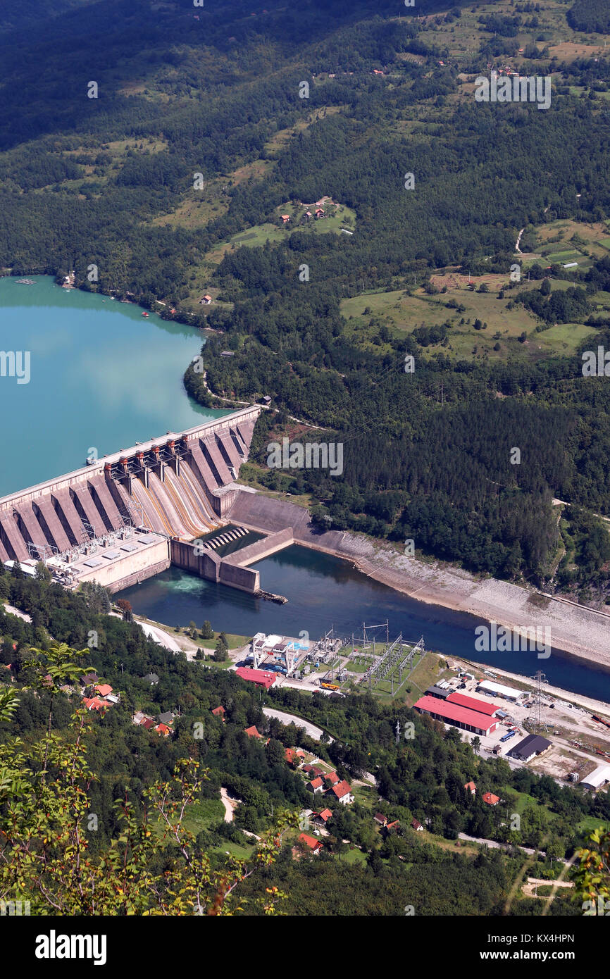 hydroelectric power plant on river Stock Photo