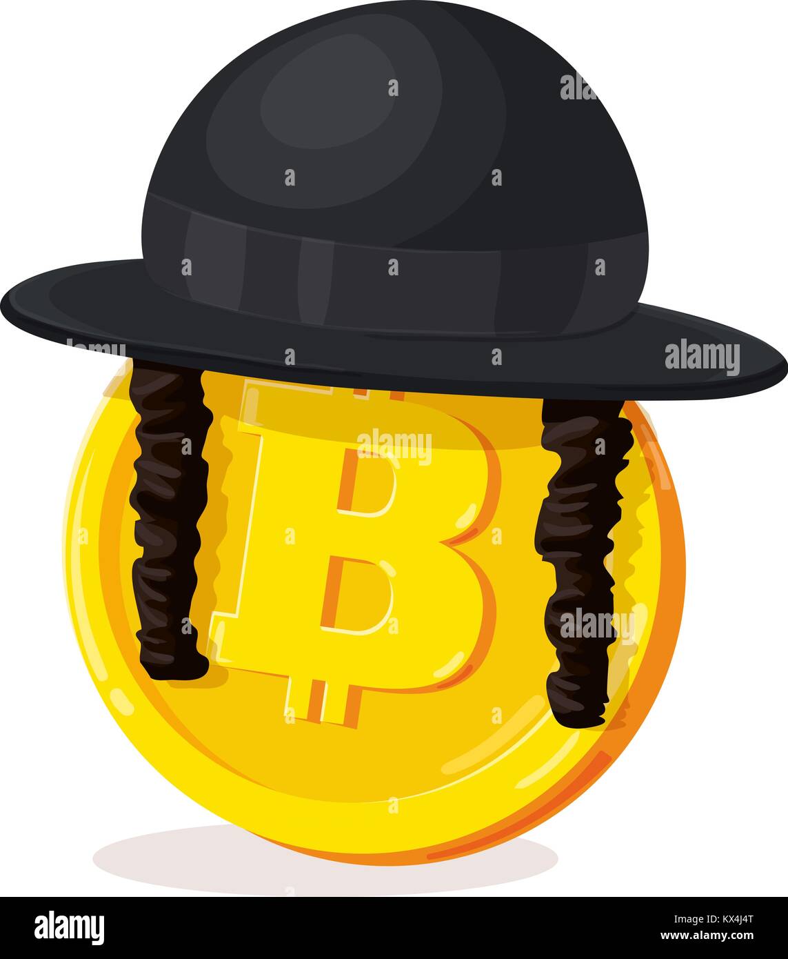 Bitcoin in Orthodox jewish hat. Cartoon digital currency. Gold  cryptocurrency. Money and finance symbol. Miner bit coin criptocurrency.  Vector illustr Stock Vector Image & Art - Alamy