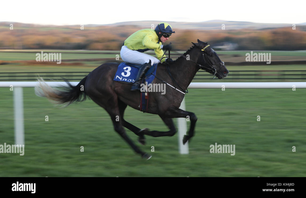 Espanito Bello ridden by Mark O'Hare wins The Rushe's Supervalu (Pro/Am) Flat Race during Winter Ladies Day at Naas Racecourse. Stock Photo