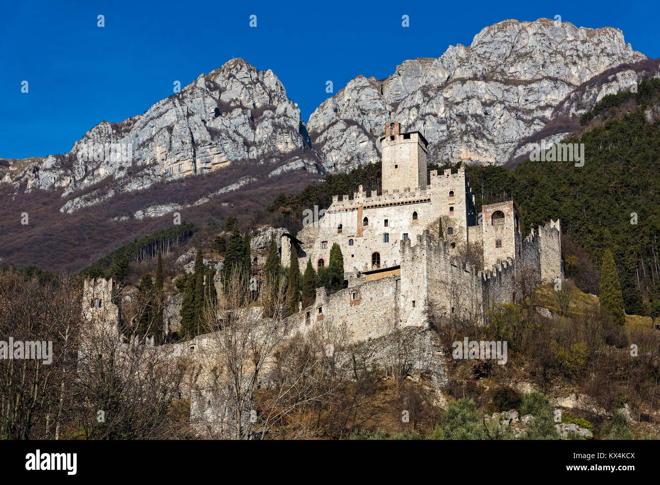 View of the Avio castle in Trentino, Italy Stock Photo