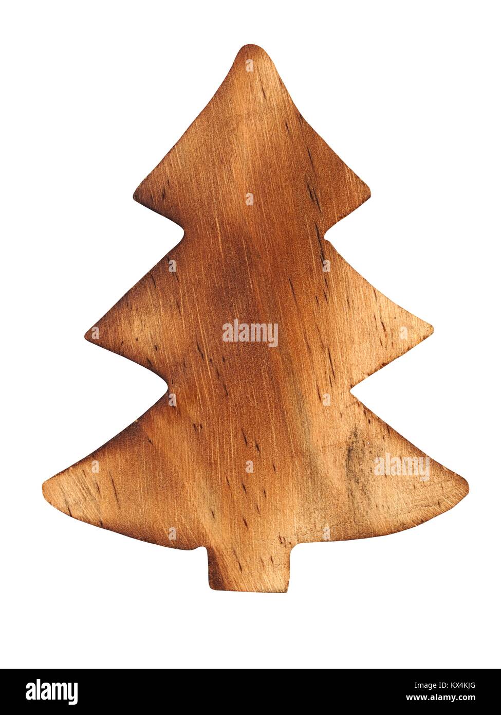 Wooden tree as a Christmas decoration isolated on white Stock Photo