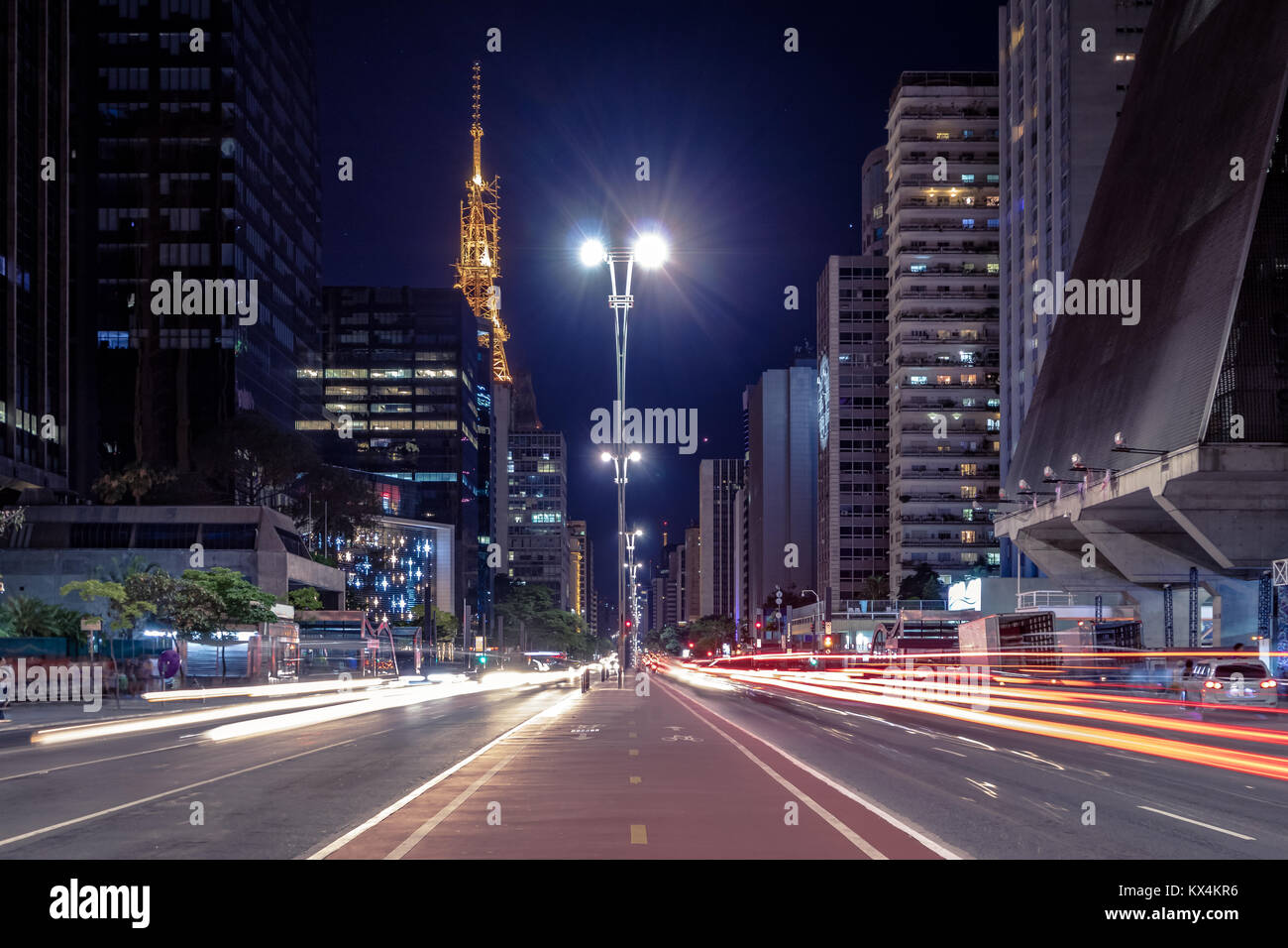 Paulista Avenue at night - Sao Paulo, Brazil Stock Photo