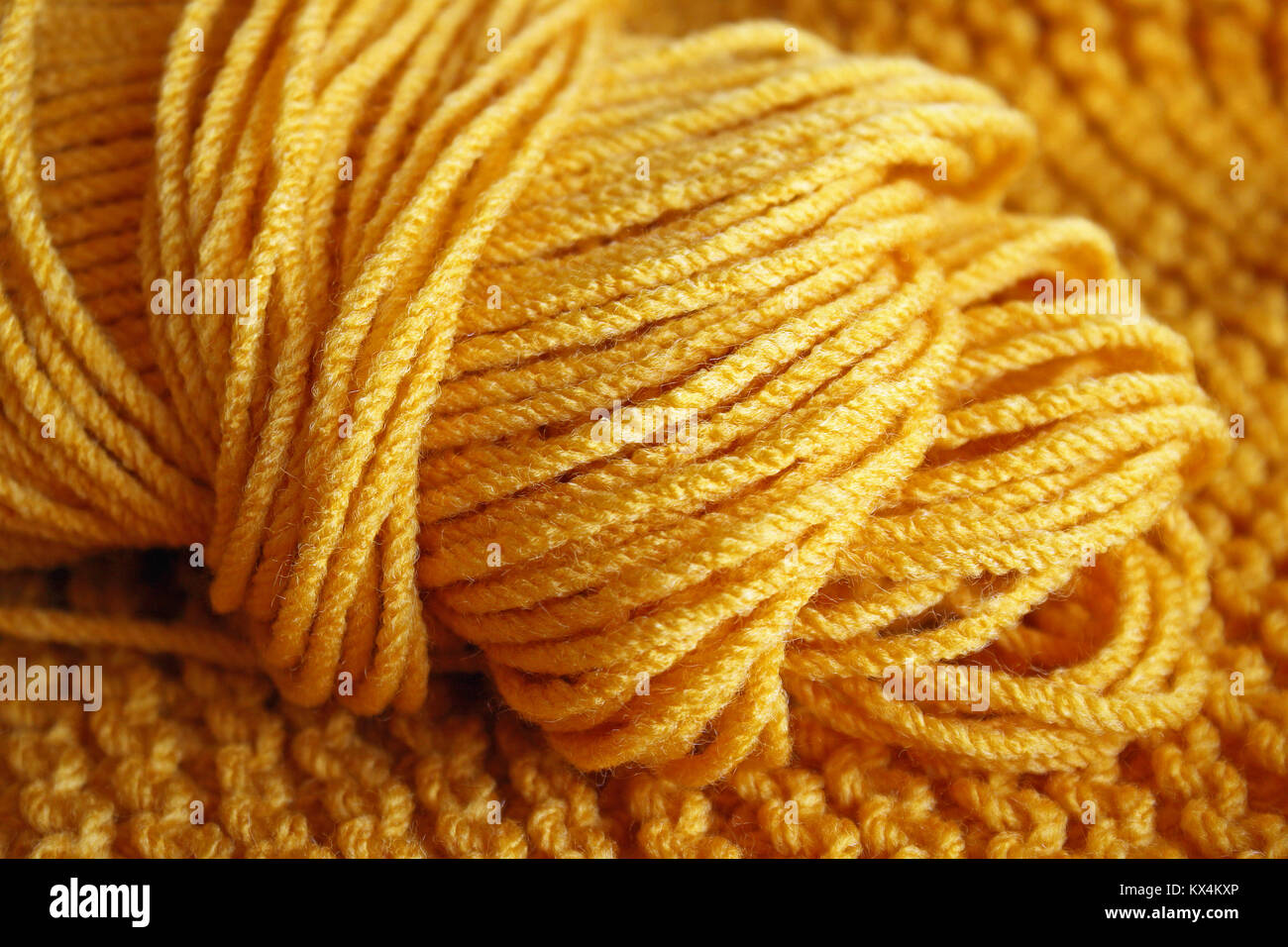 Skein of Yarn in Yellow Gold Stock Photo Alamy