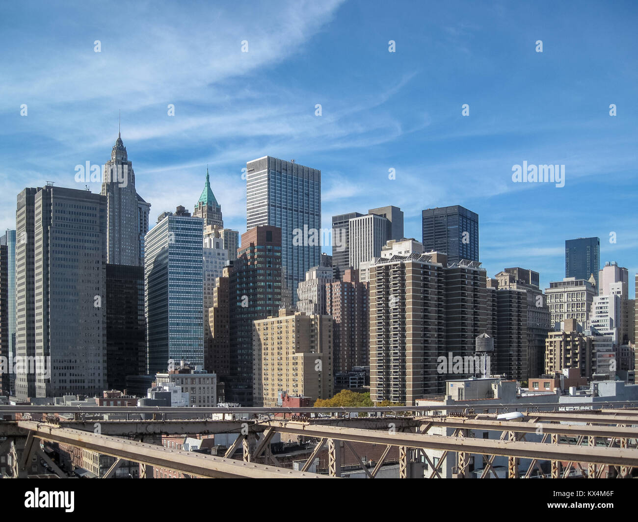 View from the Brooklyn Bridge in 2009 NYC Stock Photo
