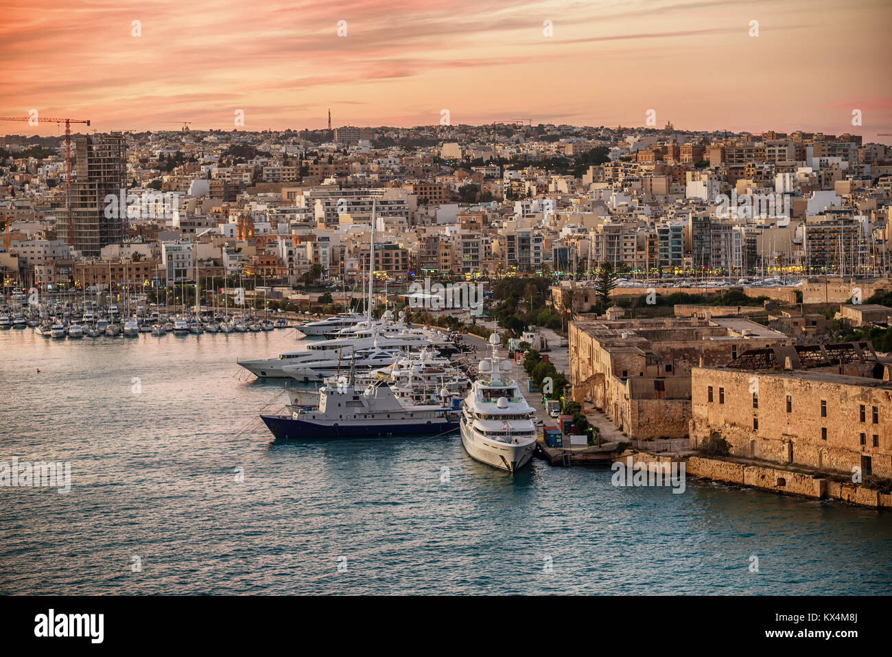 Malta: Manoel Island, Il-Gzira and Marsans Harbour Stock Photo