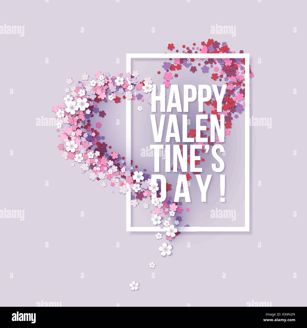 Valentines Day card with pink flowers heart shaped Stock Vector