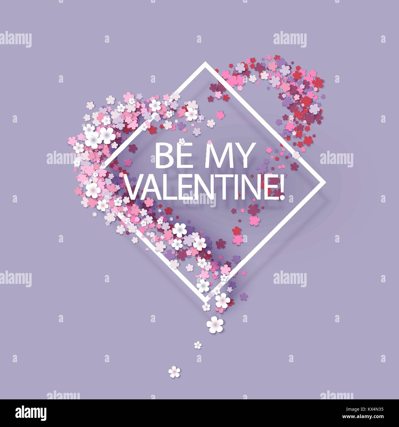 Valentines Day card with pink flowers heart shaped Stock Vector Image ...