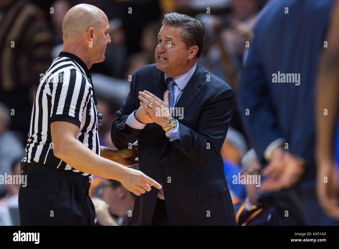 January 6, 2018: head coach John Calipari of the Kentucky Wildcats during the NCAA basketball game between the University of Tennessee Volunteers and the University of Kentucky Wildcats at Thompson Boling Arena in Knoxville TN Tim Gangloff/CSM Stock Photo