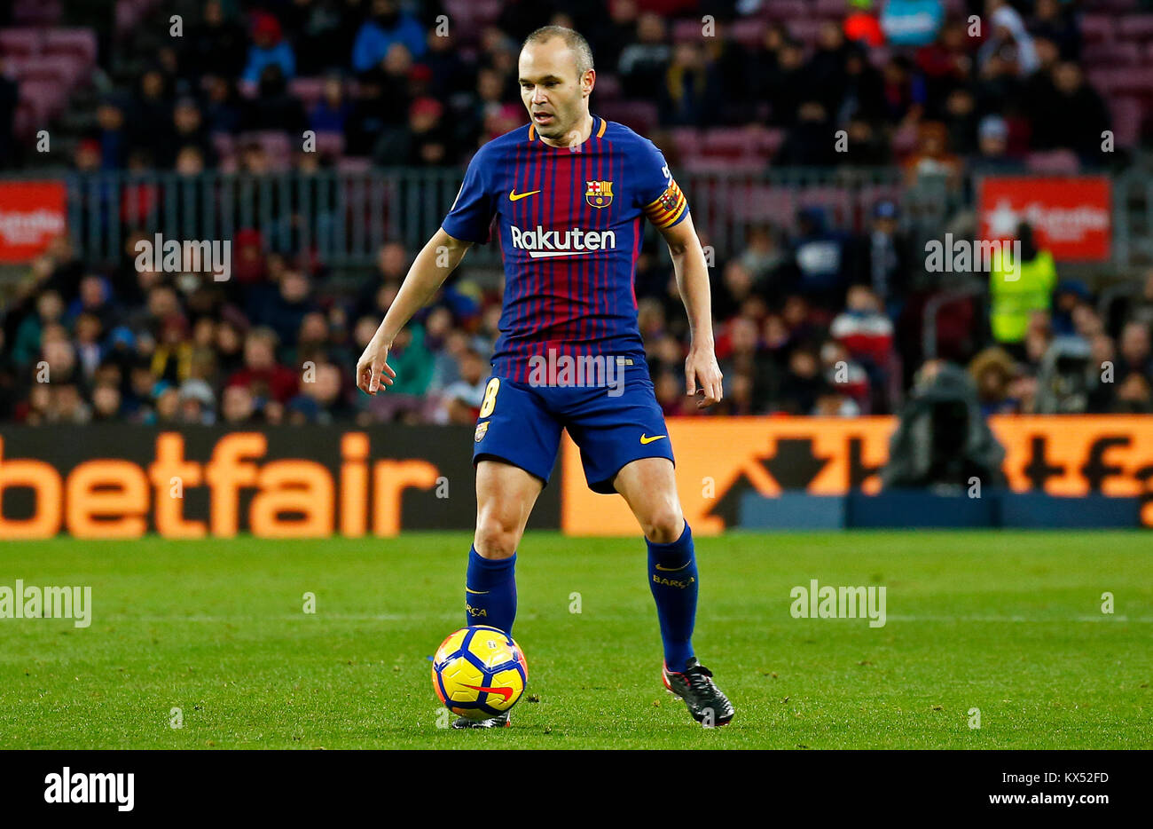 Barcelona, Espana. 07th Jan, 2018. Andres Iniesta during the match between FC Barcelona v Levante UD, corresponding to the La Liga match, played in Barcelona, on January 07, 2018. Credit: Gtres Información más Comuniación on line, S.L./Alamy Live News Stock Photo