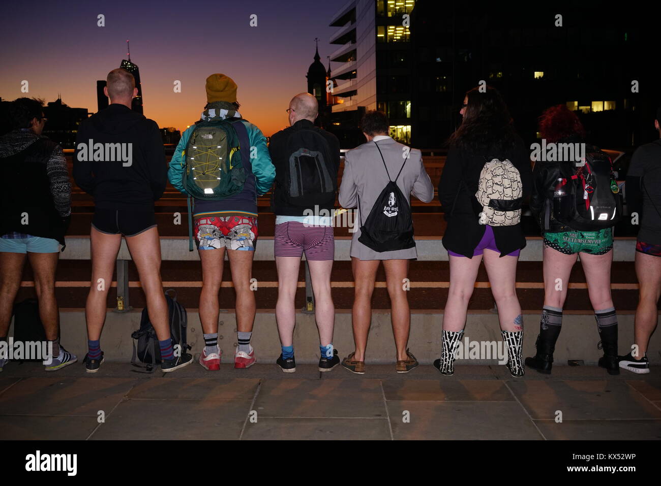 No Trousers Tube Ride (No Pants Subway Ride) on 7th January 2018 in London The Annual ‘No Trousers Tube Ride’ or ‘No Pants Subway Ride’ took place in Stock Photo