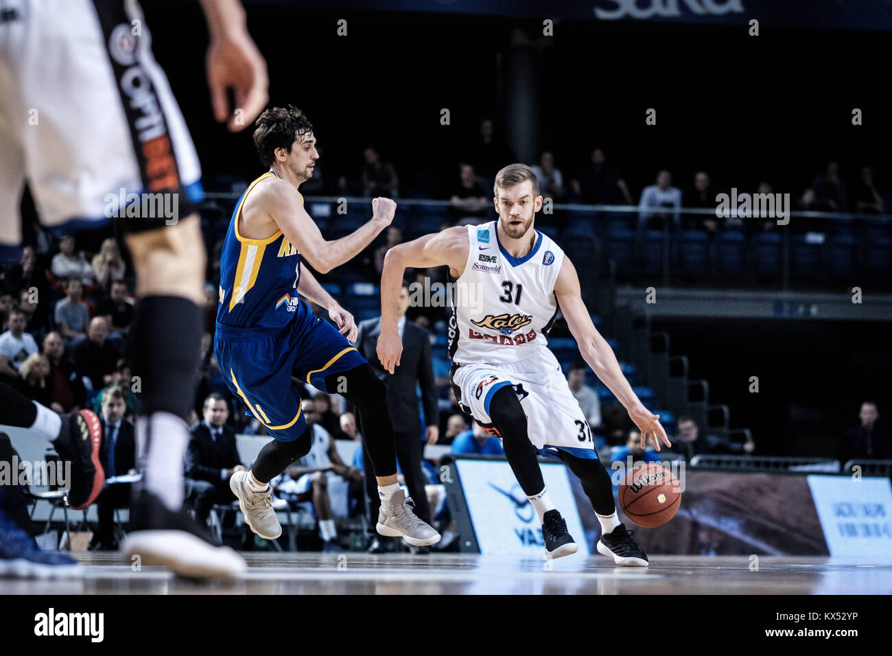 Tallinn, Harjumaa, Estonia. 7th Jan, 2018. Erik Keedus of BC Kalev Cramo in  action during the VTB United League game as BC Kalev Cramo won 90:84 over  BC Khimki at Saku Suurhall