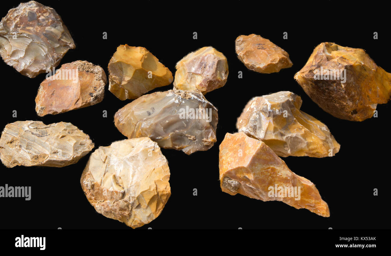 Jaljulia, Israel. 25th June, 2017. HANDOUT - An undated handout image dated shows flint hand axes in Jaljulia, Israel. - NO WIRE SERVICE - (ATTENTION EDITORS: FOR EDITORIAL USE ONLY IN CONNECTION WITH CURRENT REPORTING/MANDATORY CREDIT: PHOTO: Credit: Samuel Magal/Israel Antiquities Authority/dpa/Alamy Live News Stock Photo