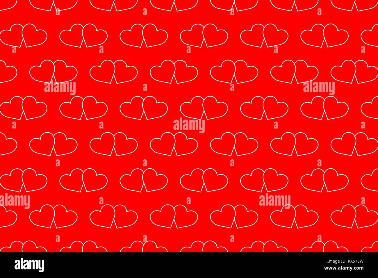 Two hearts - vector pattern - white pattern on a red background Stock ...