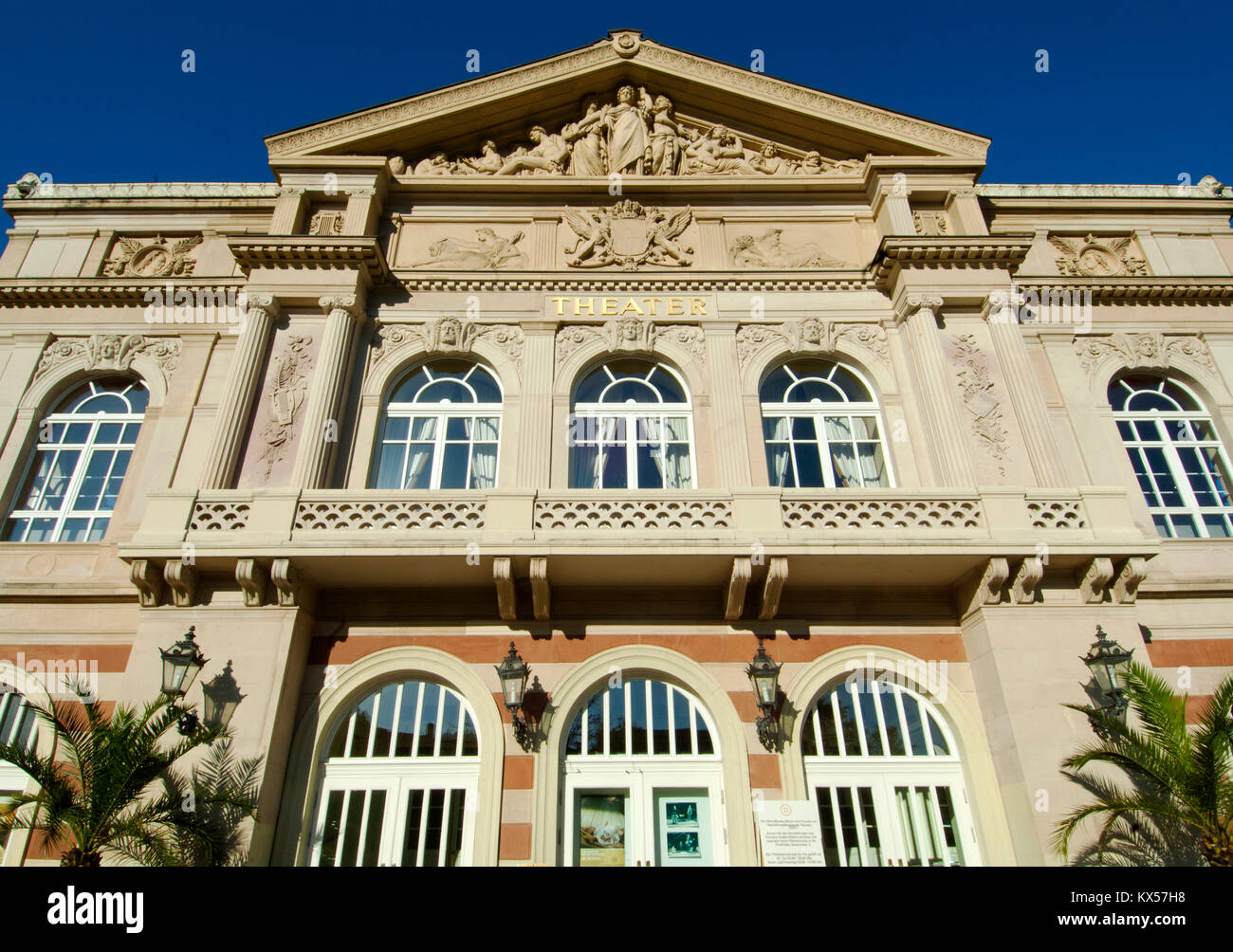 Germany, Baden-Württemberg, Baden-Baden, Theater Baden-Baden am Goetheplatz, 1862 von Charles Couteau nach dem Vorbild der Pariser Oper errichtet Stock Photo