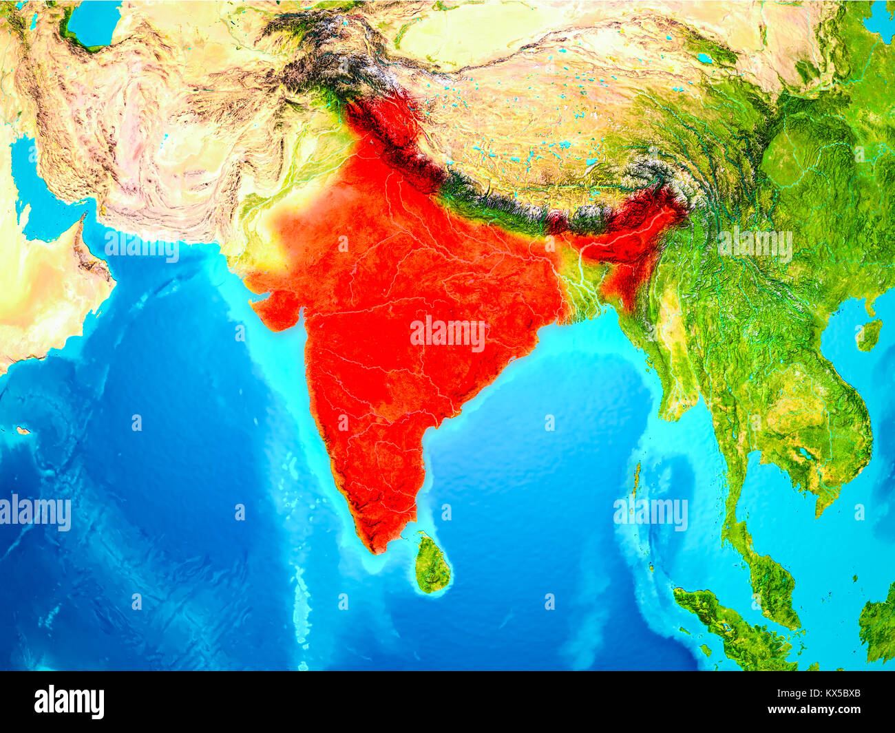 India Highlighted On World Map Hi Res Stock Photography And Images Alamy India Highlighted In Red On Planet Earth 3d Illustration Elements KX5BXB